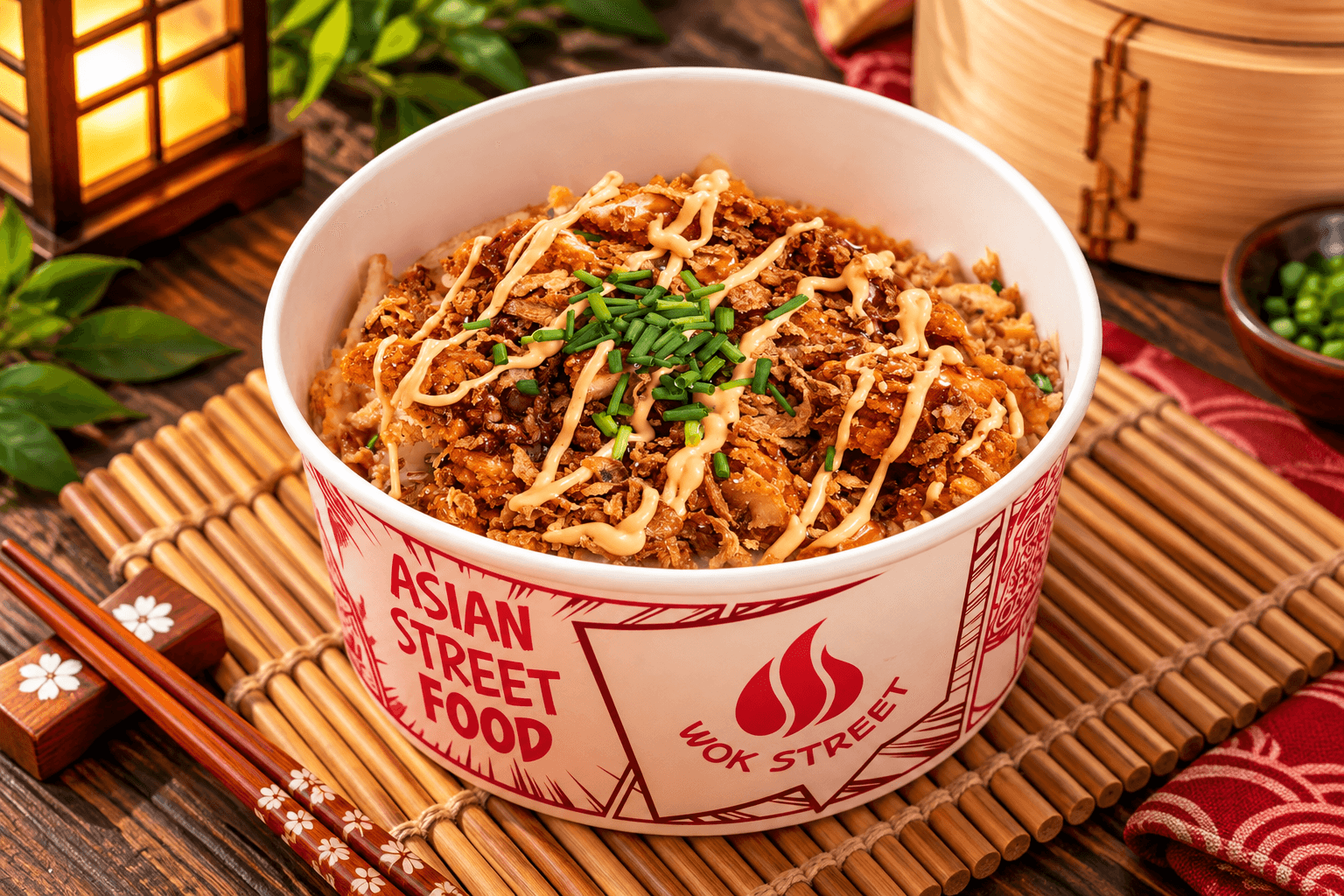 Crispy chicken donburi spicy mayo