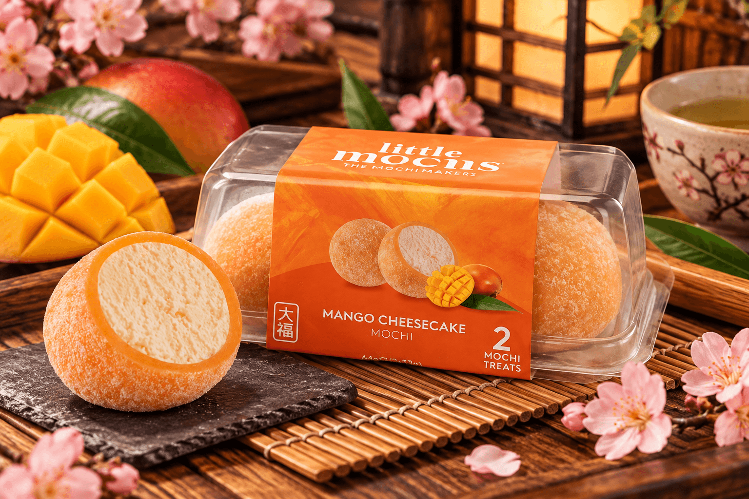 Cheesecake & mango mochi - 2 pieces