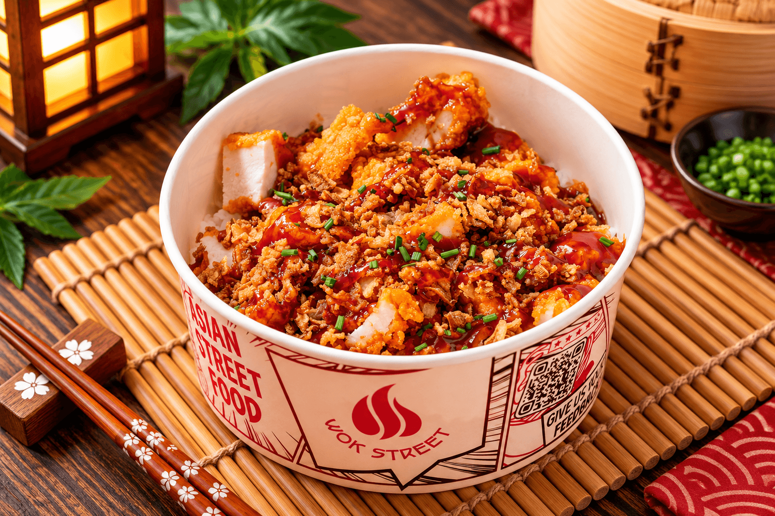 Crispy chicken BBQ donburi